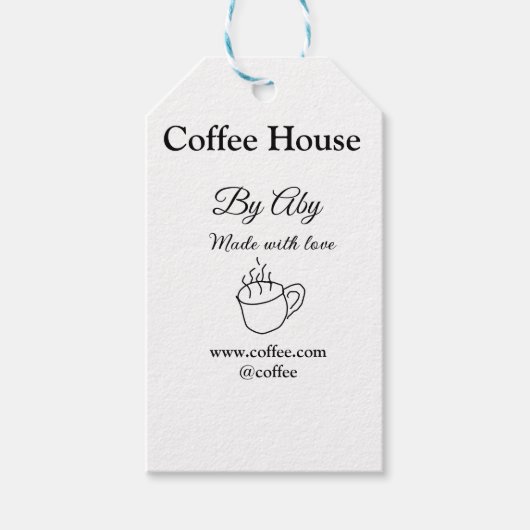Coffee house made with love add text website socia cadeaulabel (Voorkant)