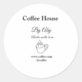 Coffee house made with love add text website socia ronde sticker