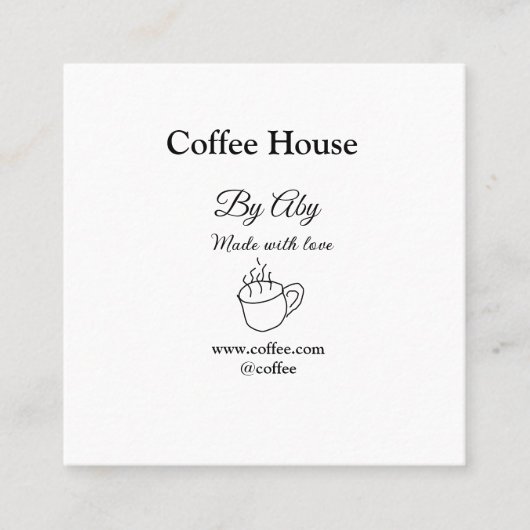 Coffee house made with love add text website socia vierkante visitekaartje (Voorkant)