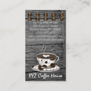 Coffee House Punch-kaarten Rustic Wood-Sjabloon Klantenkaartje
