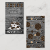 Coffee House Punch-kaarten Rustic Wood-Sjabloon Klantenkaartje (Voorkant / Achterkant)