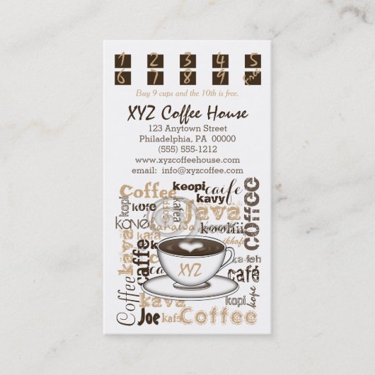 Coffee House Punch | Loyalty-kaarten Klantenkaartje (Voorkant)