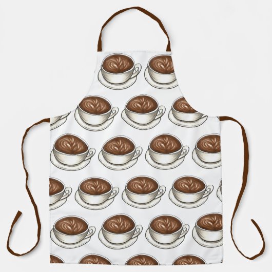 Coffee House Shop Cappuccino Latte Art Cup Café Schort (Voorkant)