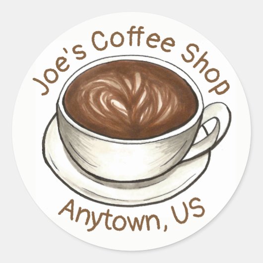 Coffee House Shop Latte Cappucino Cup Ronde Sticker (Voorkant)