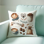 Coffee House thema Sierkussennen Kussen<br><div class="desc">Voeg een gezellige touch aan uw huis of evenement met ons koffiehuis thema gooi kussen, met de charmante uitdrukking "Love is Brewing" naast heerlijke geïllustreerde koffiehuis kunst. Perfect voor koffieliefhebbers, dit kussen brengt warmte en stijl aan elke ruimte. Of het nu gebruikt wordt als een uniek cadeau of als decor...</div>
