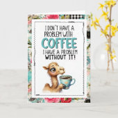 Coffee Humor Camel Addicted To Caffeine Kaart (Gele Bloem)
