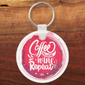 Coffee Hustle Wine Repeat Sleutelhanger (Voorkant)