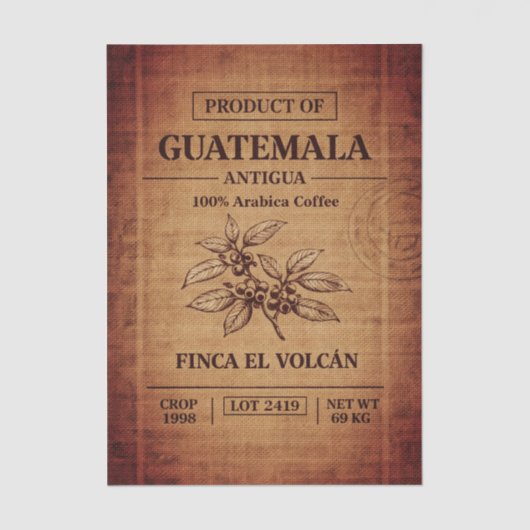 Coffee Info Text On Burlap Sack Bag FD5 Decoupage Tissuepapier (Voorkant)