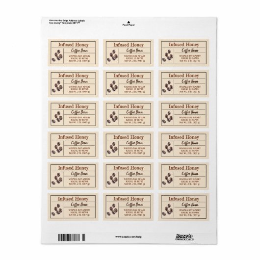 Coffee Infused Honey Goldenrod Product Etiket (Full Sheet)