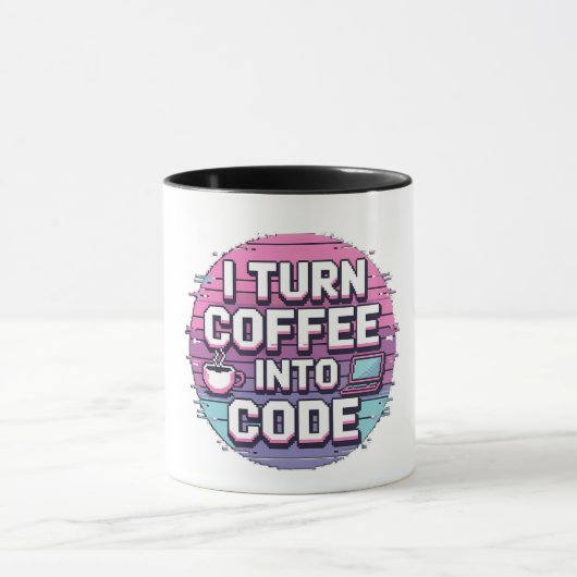 Coffee Into Code - Retro Pixel Art Mok (Midden)