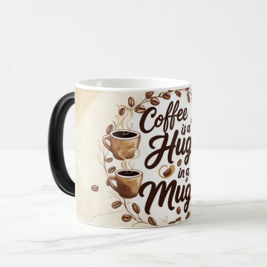 Coffee is a hug in a mug magische mok (Voorkant links)