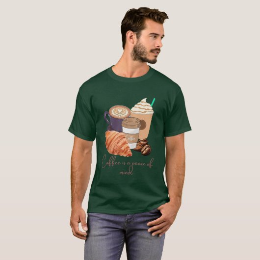 Coffee Is a Peace of Mind – Calm & Cozy Design  T-shirt (Voorkant volledig)