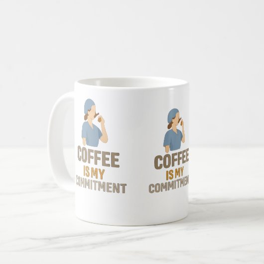 Coffee Is My Commitment – Funny Nurse Coffee Mug Koffiemok (Voorkant links)