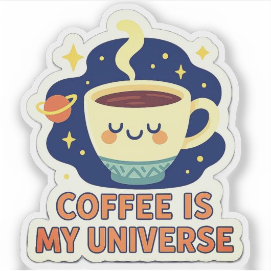 Coffee Is My Universe – Funny Cosmic Coffee Lover  Sticker (Voorkant)