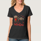 Coffee Is My Valentine Coffee Lovers Leopard Heart T-shirt (Voorkant)