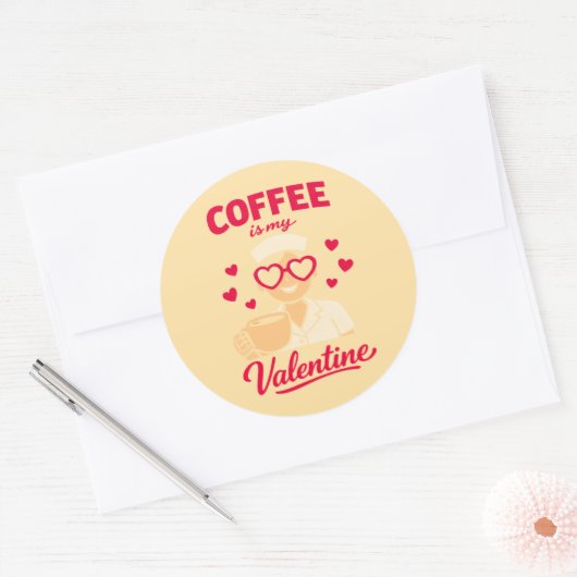 Coffee Is My Valentine Cute Coffee Lover Sticker (Envelop)