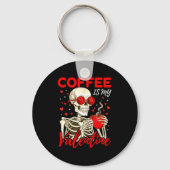 Coffee Is My Valentine Skeleton Funny Coffee Lover Sleutelhanger (Voorkant)