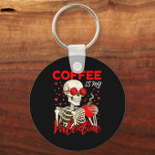 Coffee Is My Valentine Skeleton Funny Coffee Lover Sleutelhanger (Voorkant)