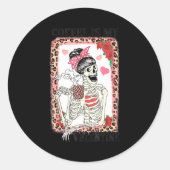 Coffee Is My Valentine Skeleton Messy Leopard Bun Ronde Sticker (Voorkant)