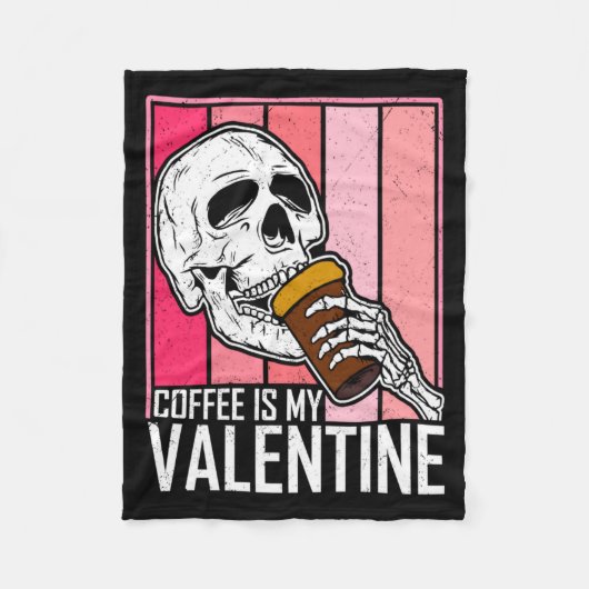 Coffee Is My Valentine Skeleton Skull Valentines D Fleece Deken (Voorkant)