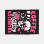 Coffee Is My Valentine Skeleton Valentine Funny Co Fleece Deken (Voorkant (Horizontaal))