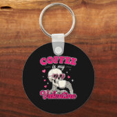 Coffee Is My Valentine Skeleton Valentine Funny Co Sleutelhanger (Voorkant)