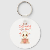 Coffee Is My Valentine Skeleton Valentines Day Cof Sleutelhanger (Voorkant)