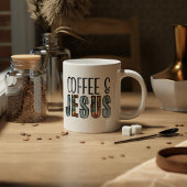 Coffee & Jesus Christelijk Faith Graphic Grote Koffiekop