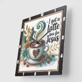Coffee Jesus Faith Floral Vierkante Klok (Hoek)