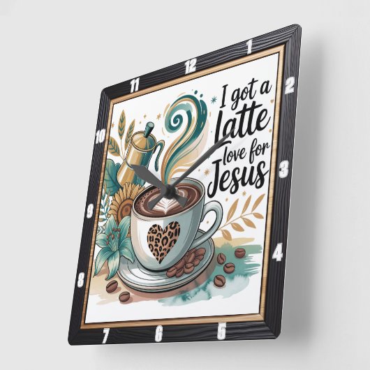 Coffee Jesus Faith Floral Vierkante Klok (Hoek)