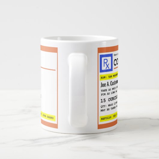 Coffee Jumbo-Mok met aangepaste naam voorschrijven Grote Koffiekop (Achterkant)