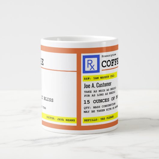 Coffee Jumbo-Mok met aangepaste naam voorschrijven Grote Koffiekop (Voorkant)