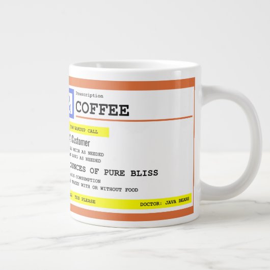 Coffee Jumbo-Mok met aangepaste naam voorschrijven Grote Koffiekop (Rechts)