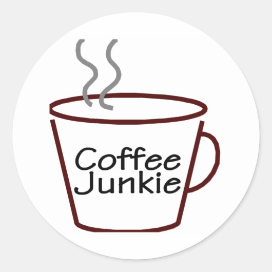 Coffee Junkie Ronde Sticker (Voorkant)