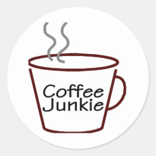 Coffee Junkie Ronde Sticker