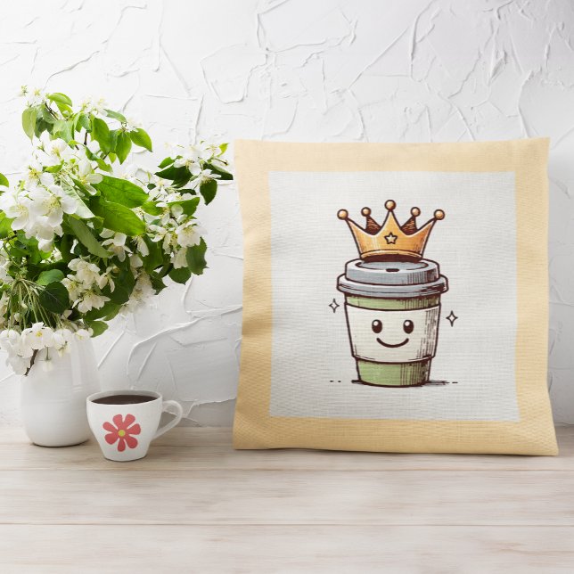 Coffee King Kawaii Kussen (This cute little coffee king is a sweet addition to any room in your home!)