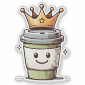 Coffee King Kawaii Sticker (Voorkant)