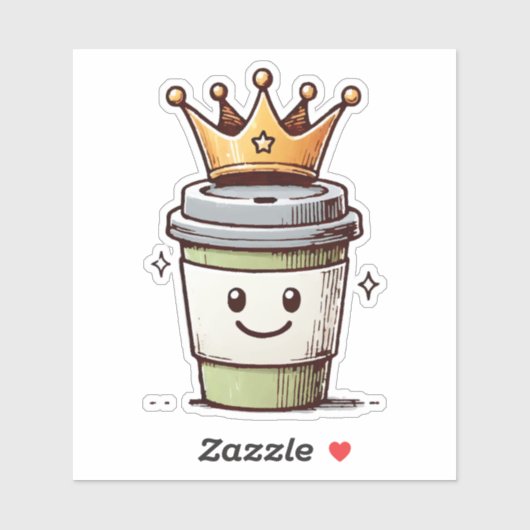 Coffee King Kawaii Sticker (Vel)