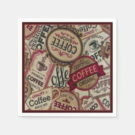 Coffee Labels Collage Napkins Servet (Voorkant)