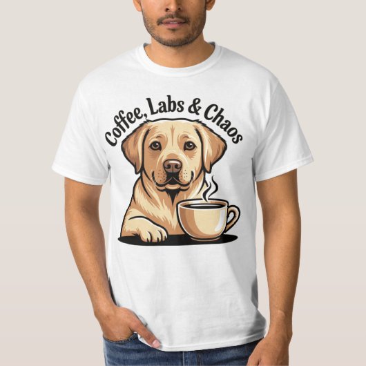 Coffee Labs en Chaos T-shirt - Grappige Labrador H (Voorkant)