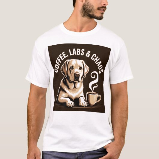 Coffee Labs en Chaos T-shirt - Grappige Labrador H (Voorkant)