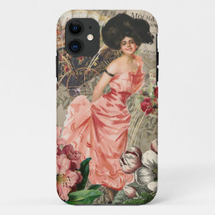 Coffee Lady Victoriaans Vrouw Roze Classy Case-Mate iPhone Case