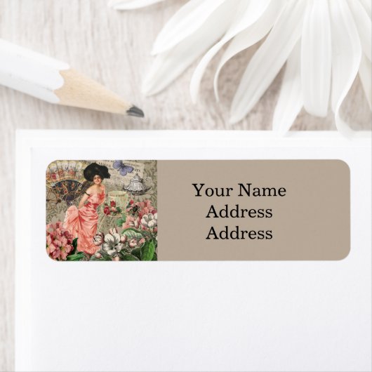 Coffee Lady Victoriaans Vrouw Roze Classy Etiket (Insitu)