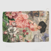 Coffee Lady Victoriaans Vrouw Roze Classy Golfhanddoek (Horizontaal)