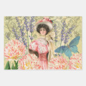 Coffee Lady Victoriaans Vrouw Roze Classy Inpakpapier Vel (Voorkant 3)