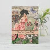 Coffee Lady Victoriaans Vrouw Roze Classy Kaart (Staand voorkant)