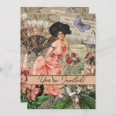 Coffee Lady Victoriaans Vrouw Roze Classy Kaart (Voorkant / Achterkant)