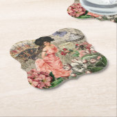 Coffee Lady Victoriaans Vrouw Roze Classy Kartonnen Onderzetters (Gekanteld)