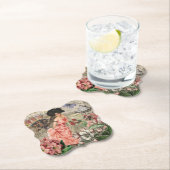 Coffee Lady Victoriaans Vrouw Roze Classy Kartonnen Onderzetters (Insitu)