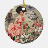 Coffee Lady Victoriaans Vrouw Roze Classy Keramisch Ornament (Voorkant)